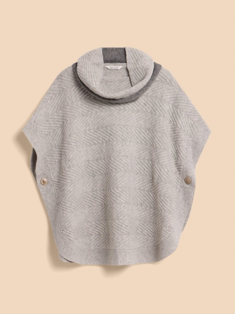 White Stuff Florence Knitted Poncho Grey Marl | 13459-UZXS