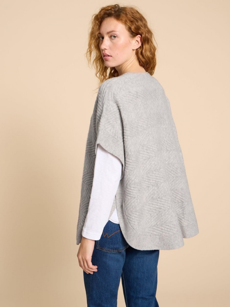 White Stuff Florence Knitted Poncho Grey Marl | 16423-ILGC