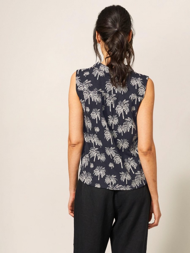 White Stuff Flowing Grasses Jersey Shirt Black Print | 40967-PQKR