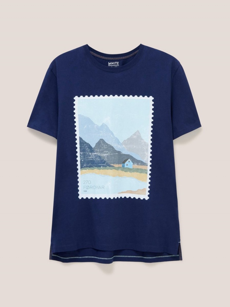 White Stuff Foroyar Graphic Tshirt French Navy | 54018-ZMLN