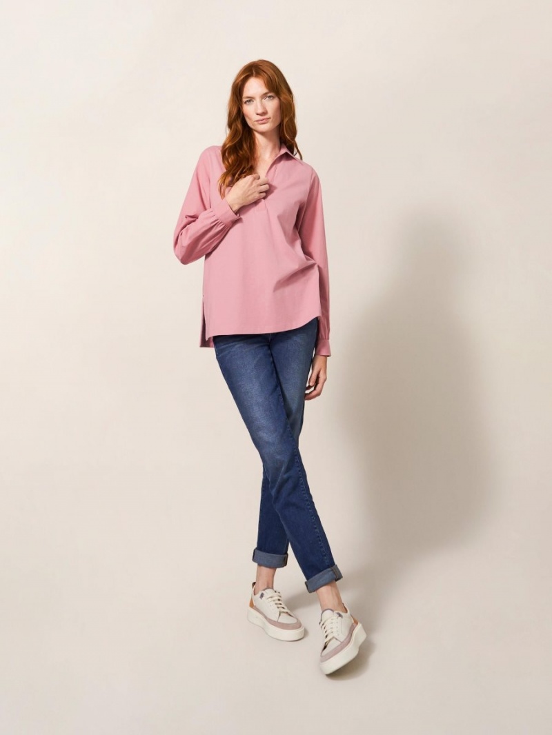 White Stuff Fran Plain Shirt Mid Pink | 83029-XCEV