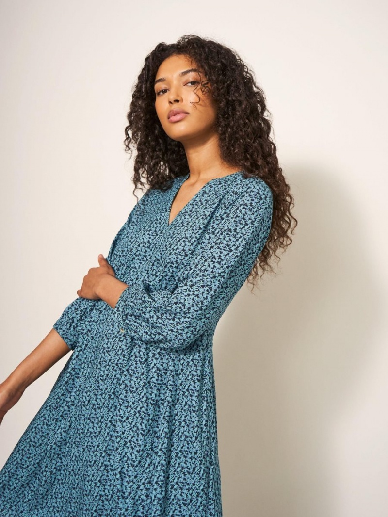 White Stuff Frances Eco Vero Dress Teal Multi | 64182-LZSF