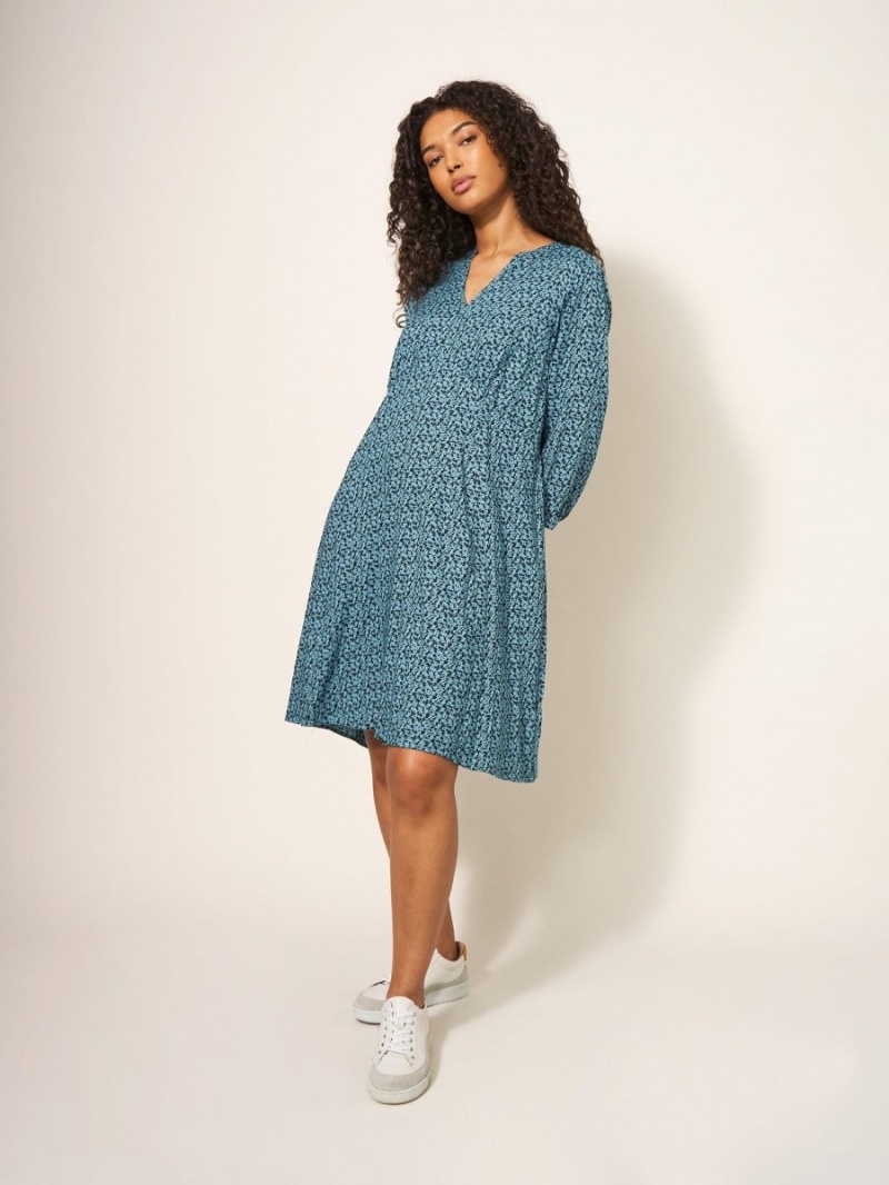 White Stuff Frances Eco Vero Dress Teal Multi | 64182-LZSF