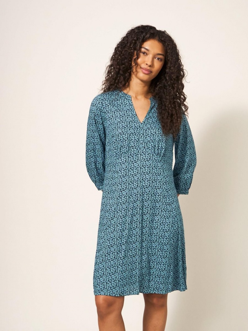 White Stuff Frances Eco Vero Dress Teal Multi | 64182-LZSF