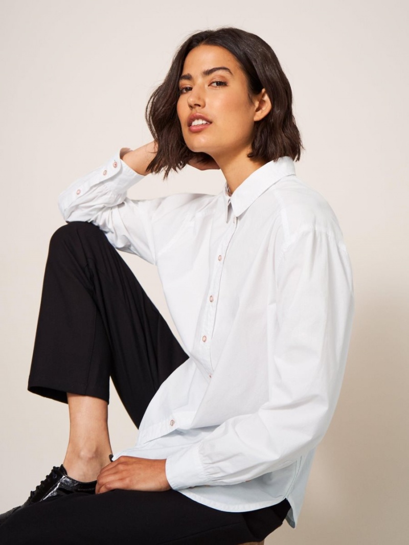 White Stuff Freya Longline Shirt Natural White | 13560-MNCA