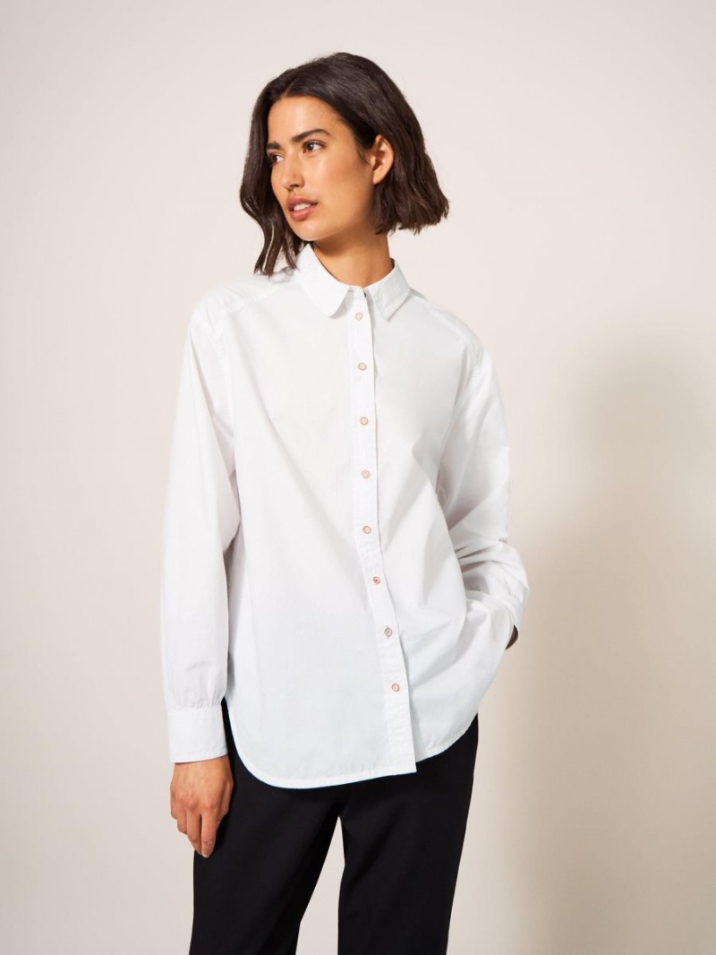 White Stuff Freya Longline Shirt Natural White | 13560-MNCA