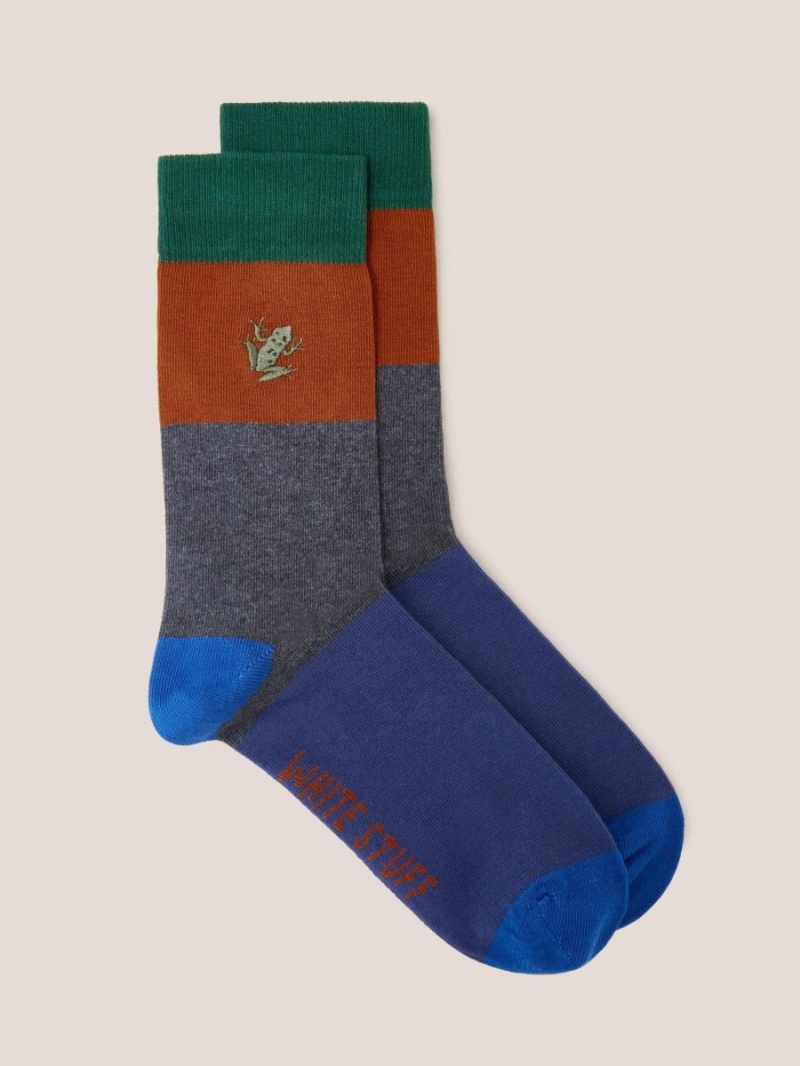 White Stuff Frog Embroidered Ankle Sock Grey Multi | 83012-PIBH