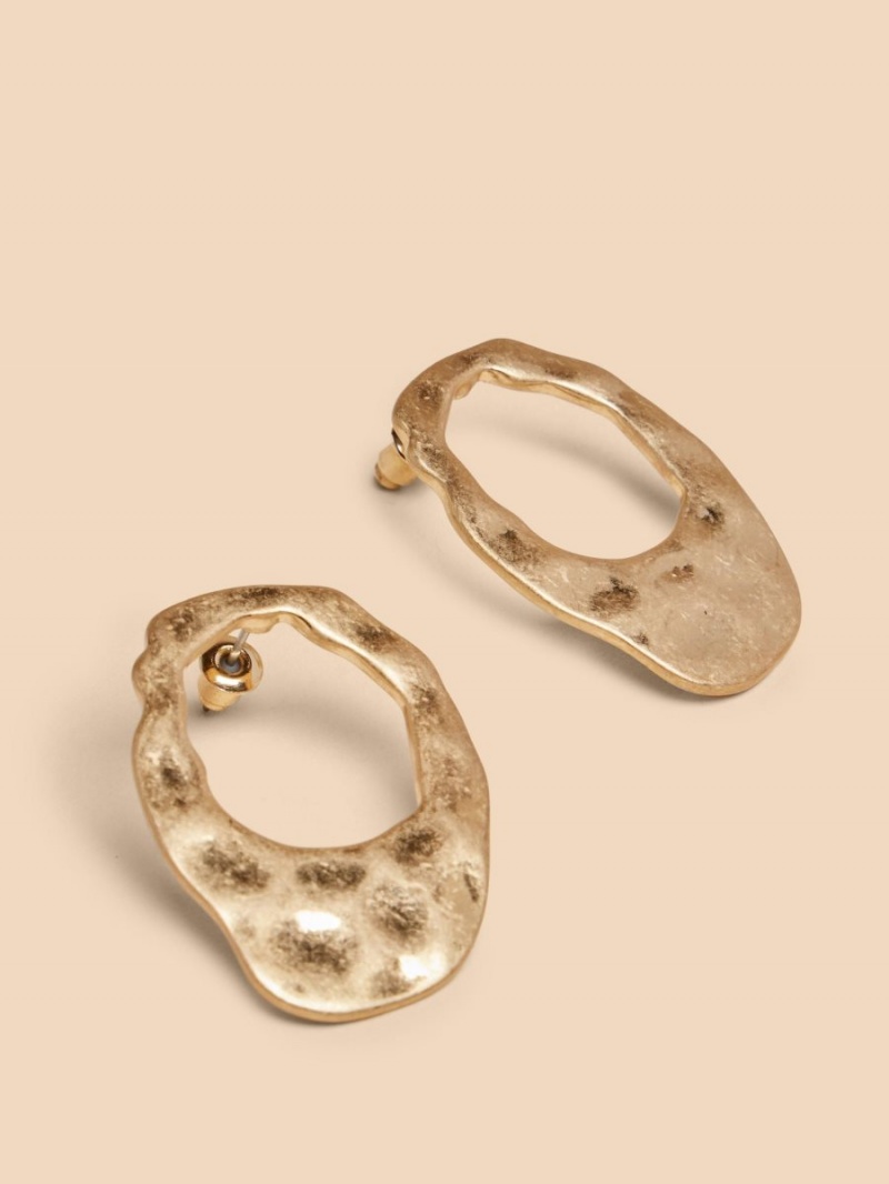 White Stuff Giacinta Hammered Earring Gold Tone Metallic | 31597-IGEW