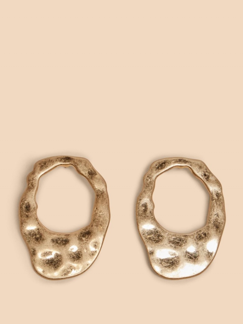 White Stuff Giacinta Hammered Earring Gold Tone Metallic | 31597-IGEW