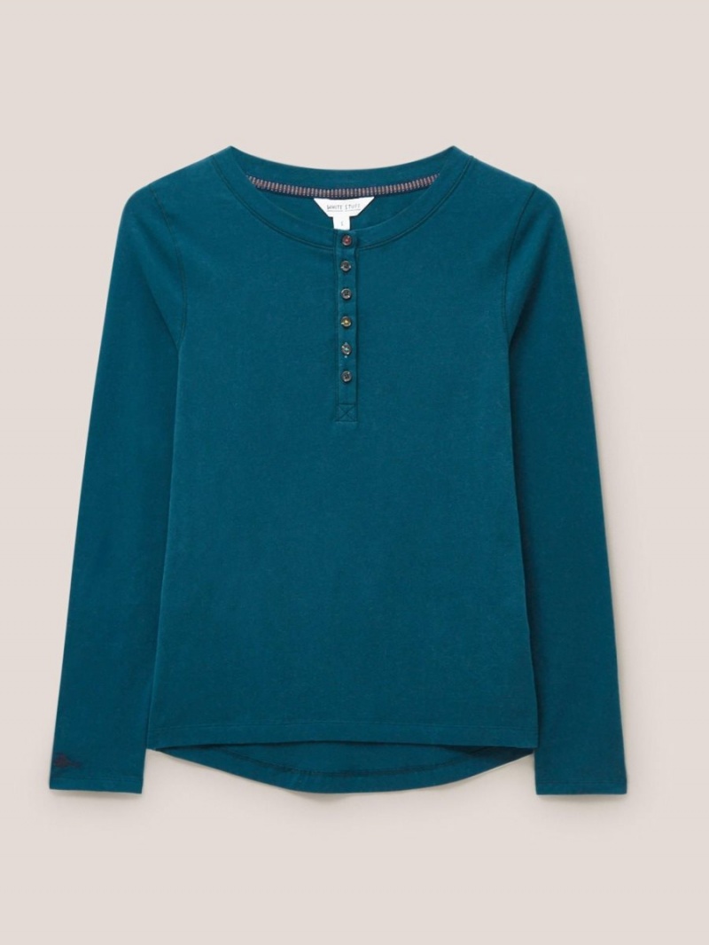 White Stuff Hailey Henley Pj Top Mid Teal | 15973-NHAS