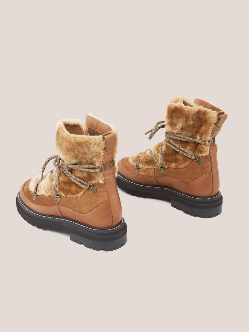 White Stuff Hailey Lace Up Hiker Boot Mid Tan | 08654-OVFI