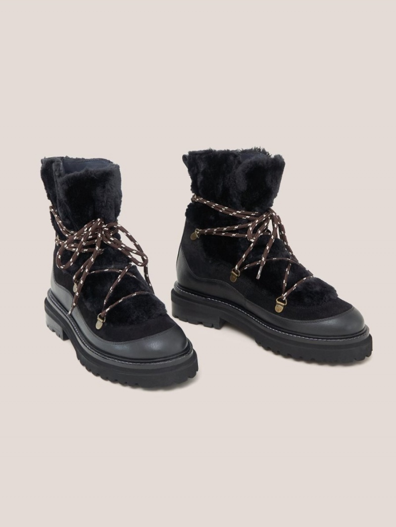 White Stuff Hailey Lace Up Hiker Boot Pure Black | 54871-MBZV