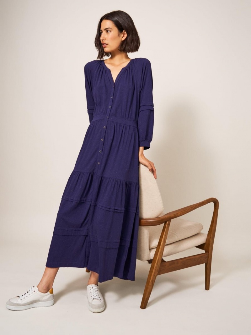 White Stuff Hallie Soft Jersey Midi Dress Navy Multi | 70519-LCSM