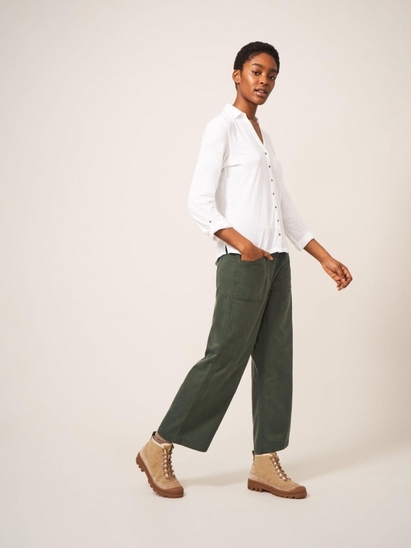 White Stuff Harper Wide Leg Trouser Dark Green | 02913-NIPO