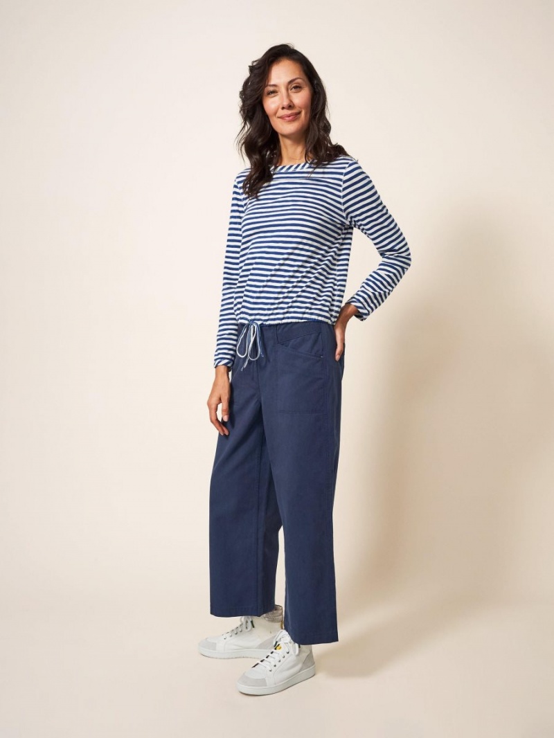 White Stuff Harper Wide Leg Trouser Dark Navy | 36457-QVDH