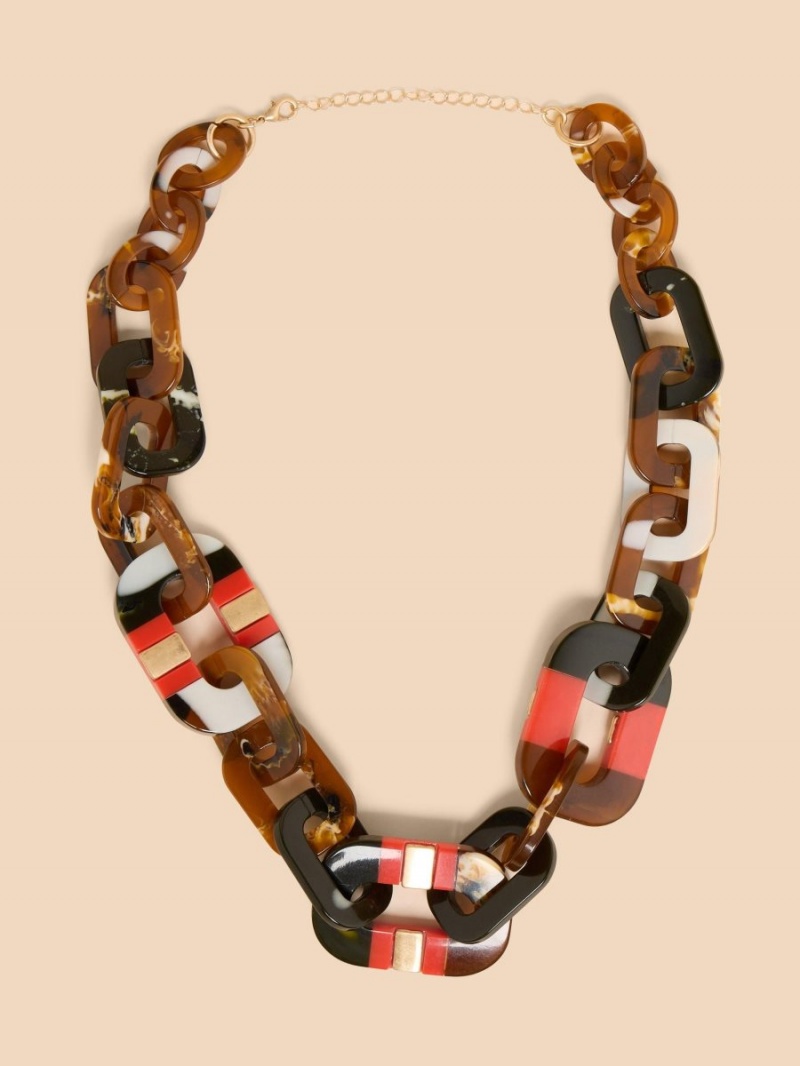 White Stuff Jacinda Large Chain Necklace Black Multi | 17280-UKTB