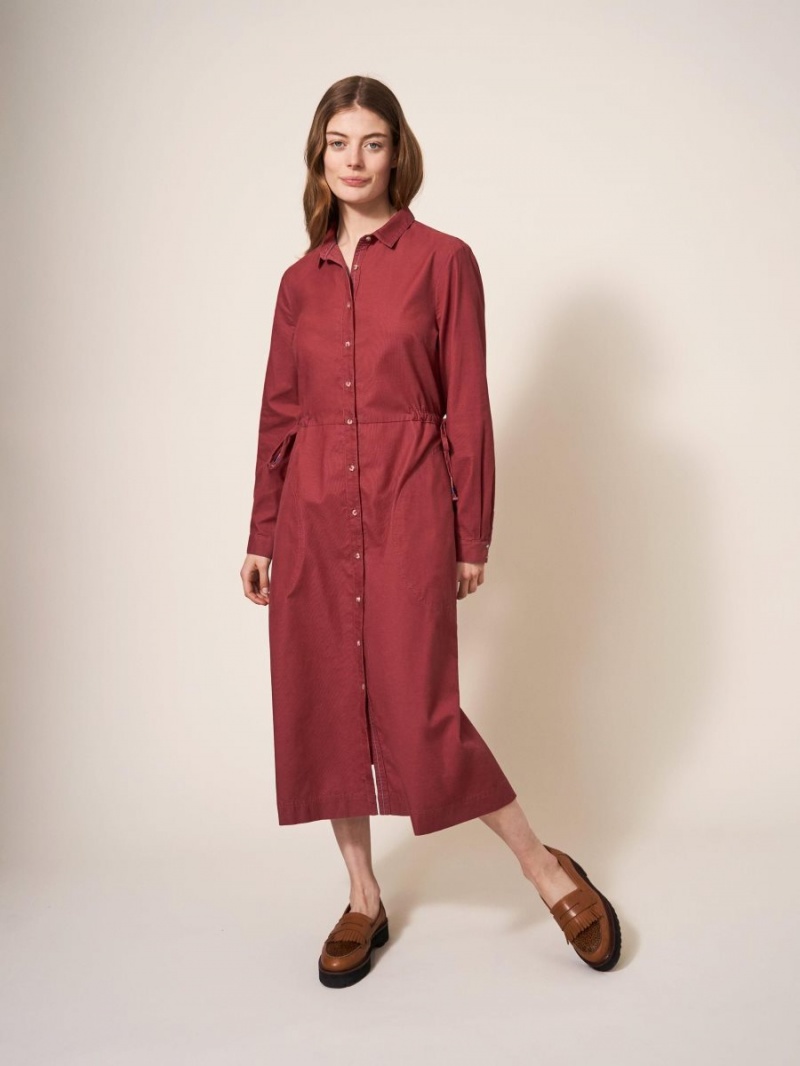 White Stuff Jade Cord Shirt Midi Dress Mid Plum | 01395-IVHO