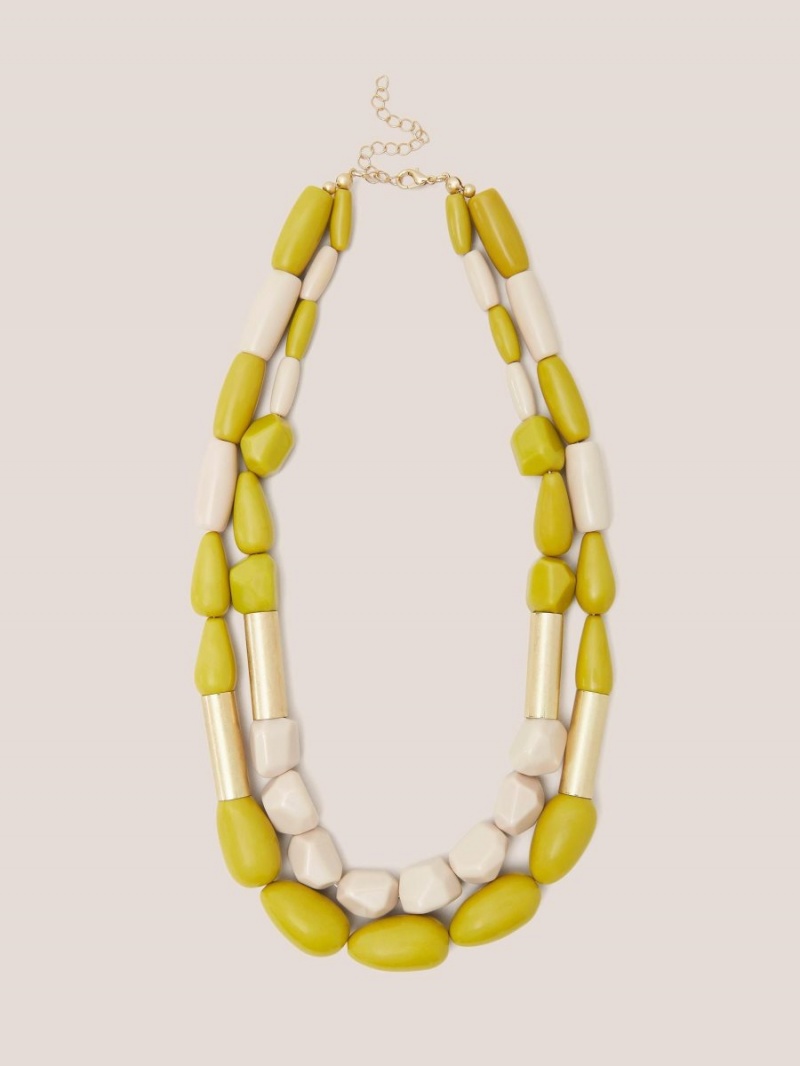 White Stuff Jasmine Bead Necklace Chartreuse Multi | 40795-CVZP