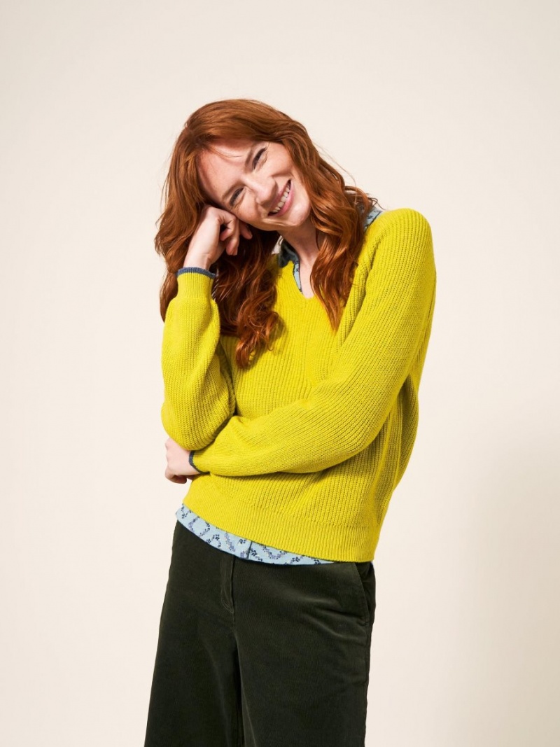 White Stuff Jennie Rib Jumper Mid Chartreuse | 62475-IWYG