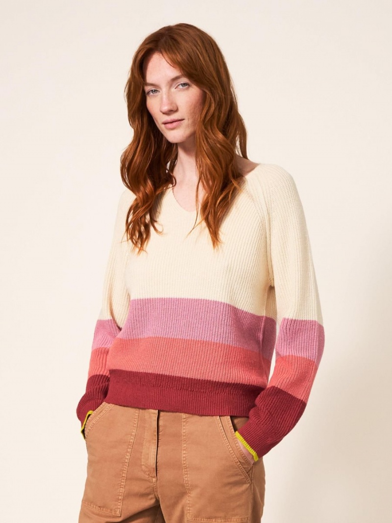 White Stuff Jennie Rib Jumper Pink Multi | 70321-EBCP