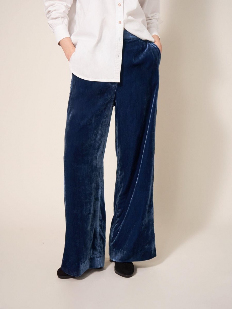 White Stuff Jenny Velvet Wide Leg Trouser Deep Blue | 23405-EWNV