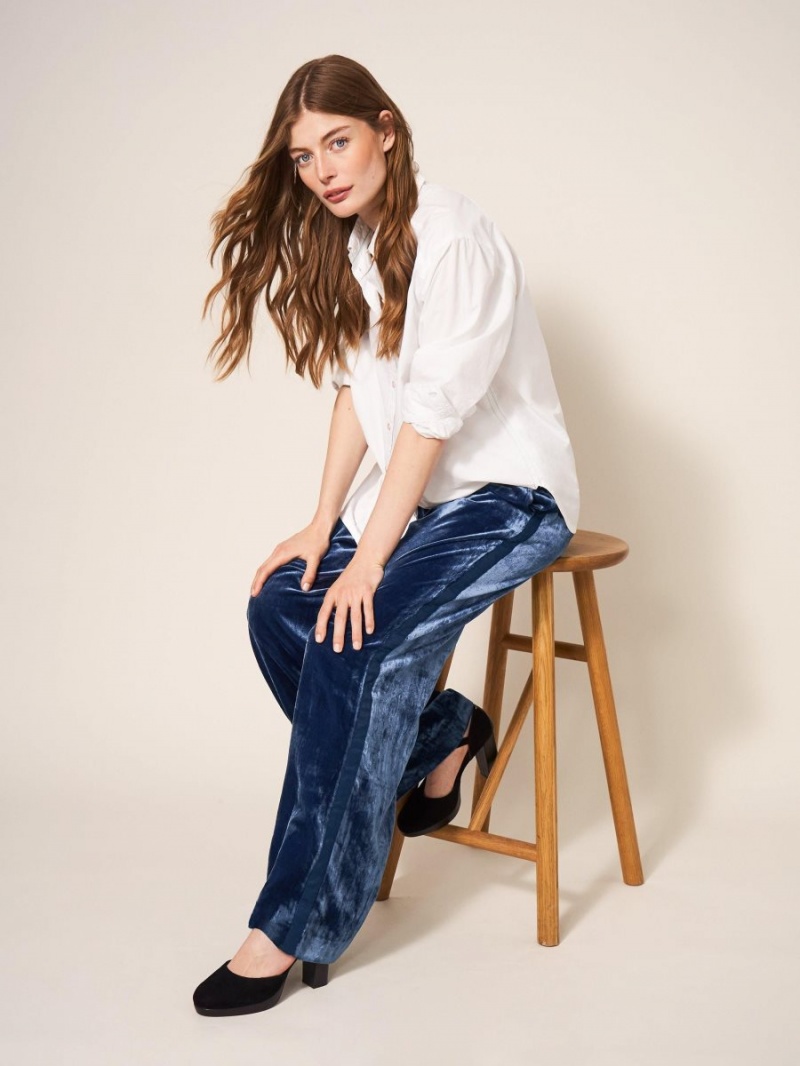 White Stuff Jenny Velvet Wide Leg Trouser Deep Blue | 23405-EWNV