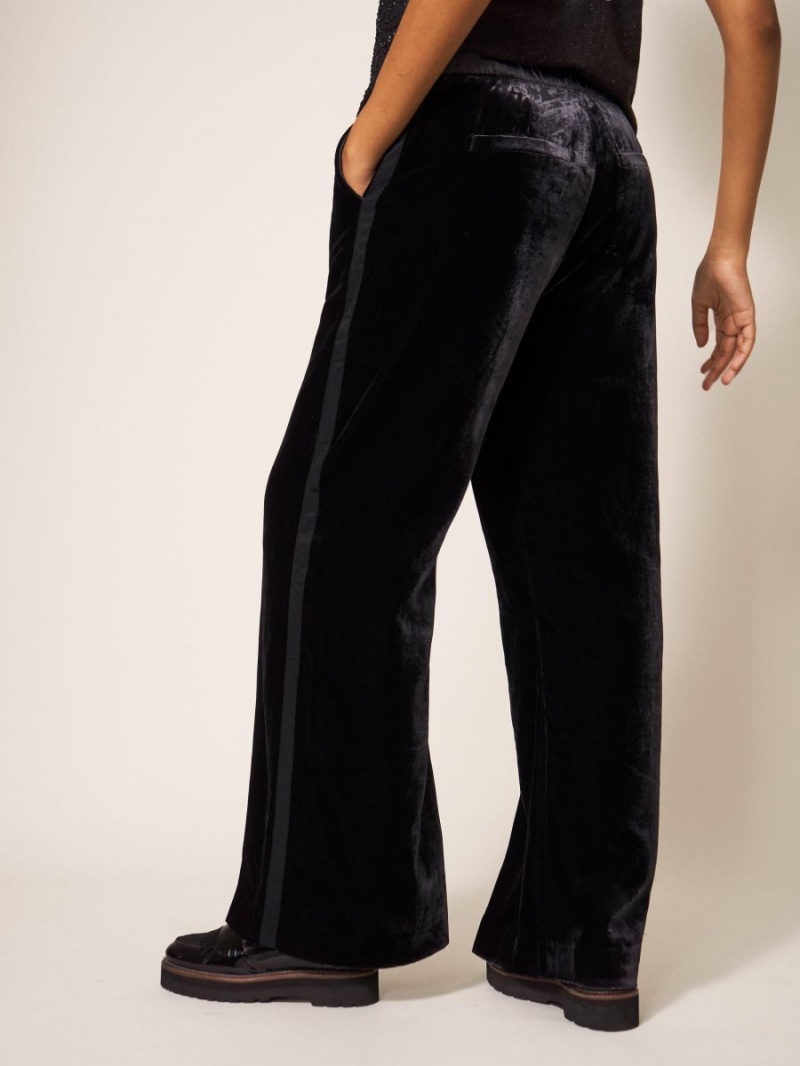 White Stuff Jenny Velvet Wide Leg Trouser Pure Black | 38012-ZUAI