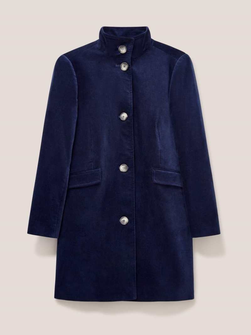 White Stuff Karla Smart Velvet Coat Dark Navy | 75368-IEZW