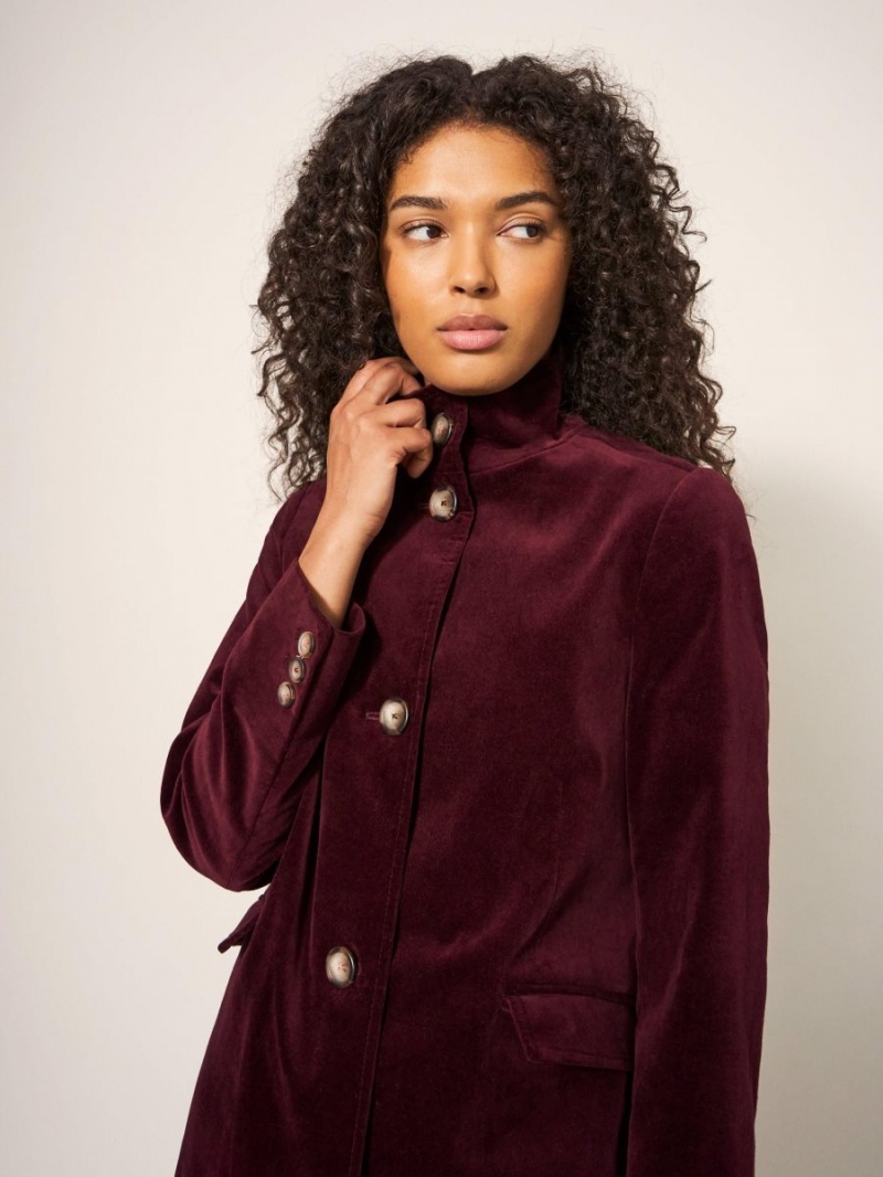 White Stuff Karla Smart Velvet Coat Dk Plum | 73049-ZTCV