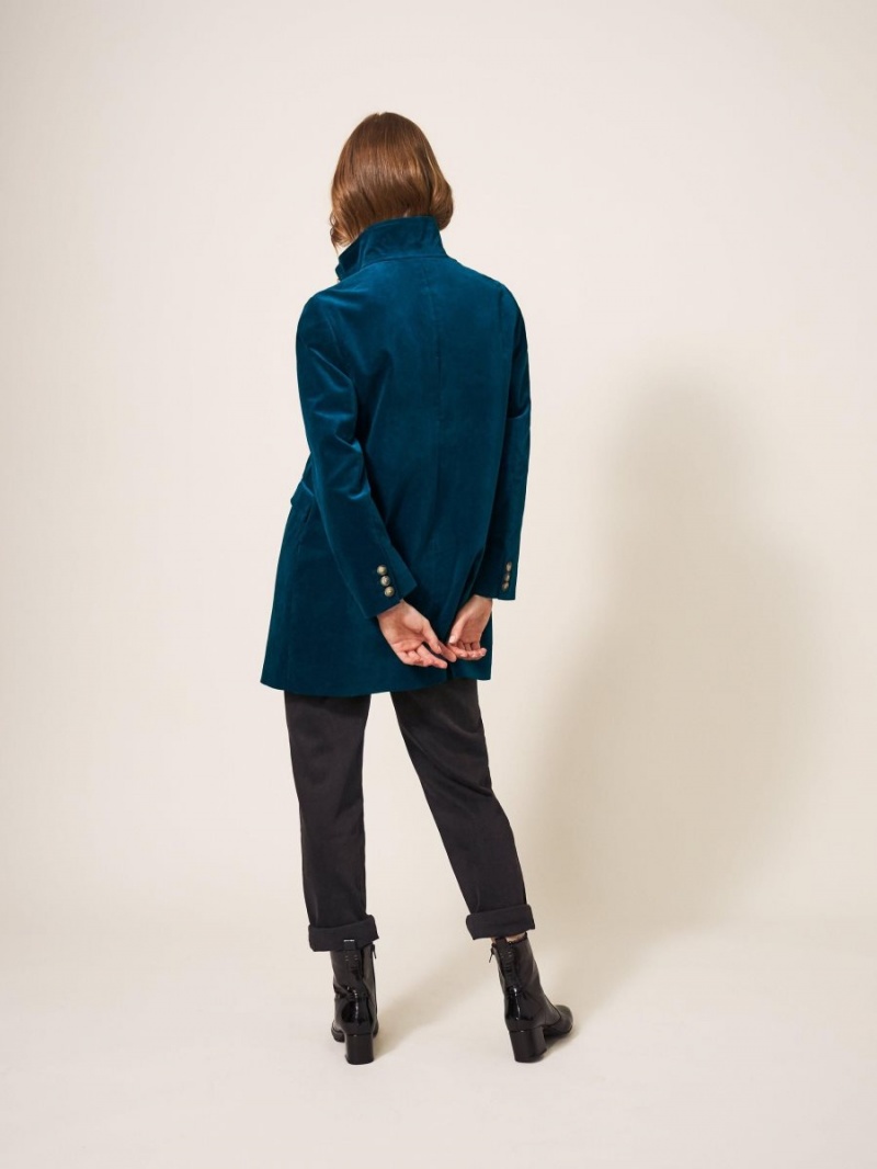 White Stuff Karla Smart Velvet Coat Dk Teal | 23594-QTAX