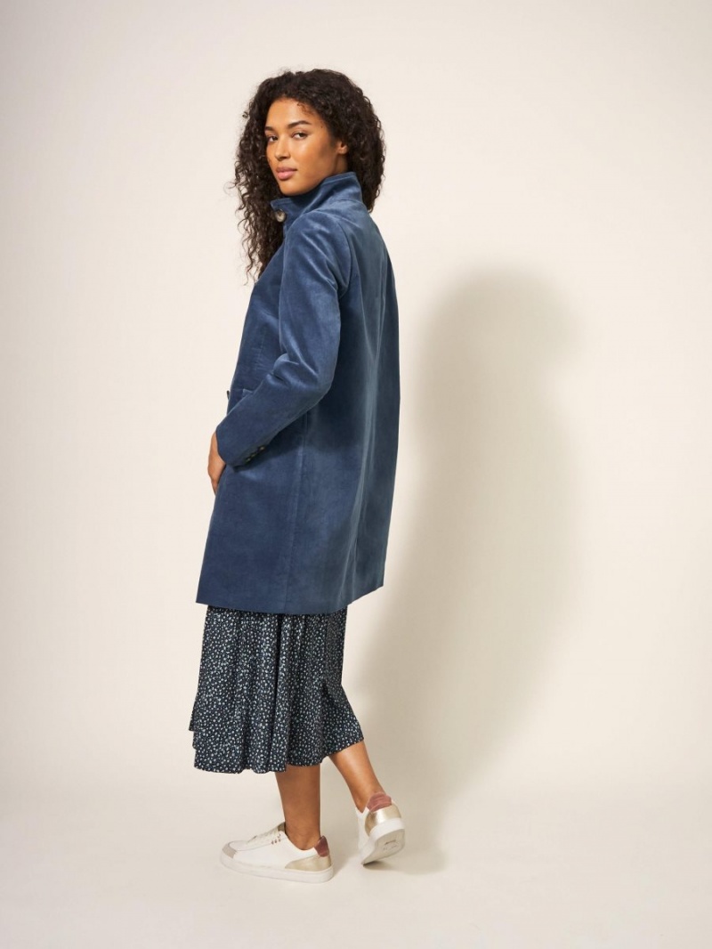 White Stuff Karla Smart Velvet Coat Dusty Blue | 67341-LCOS