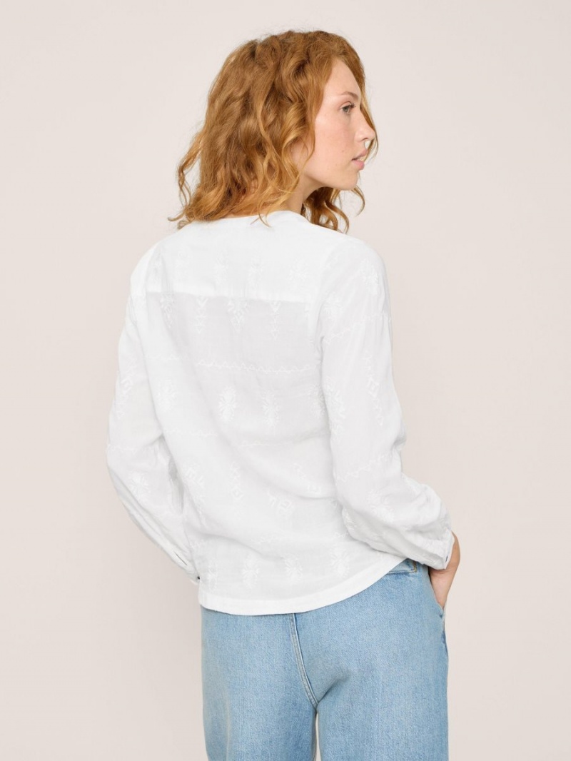 White Stuff Kate Embroidered Casual Shirt Ivory Multi | 03812-HMQE