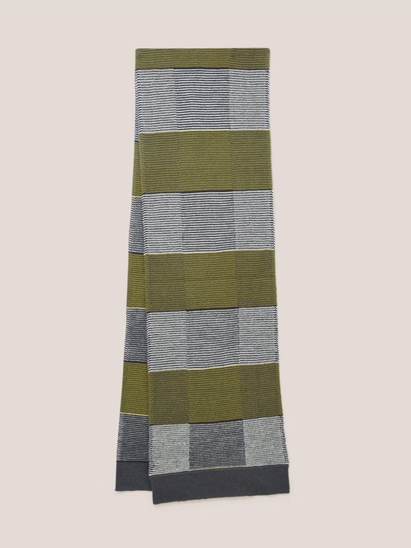 White Stuff Knitted Check Merino Scarf Grey Multi | 10259-BTGP