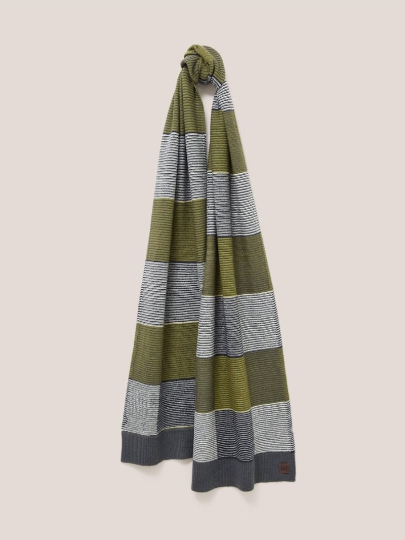 White Stuff Knitted Check Merino Scarf Grey Multi | 10259-BTGP