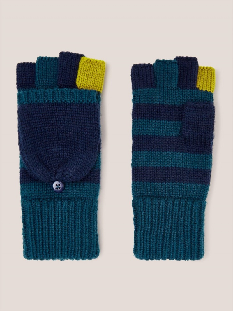 White Stuff Knitted Flip Mitt Navy Multi | 07529-KOTD