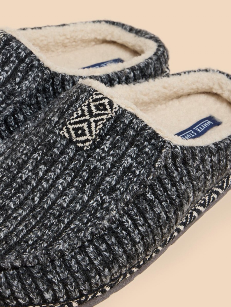 White Stuff Knitted Slip On Mule Slipper Charcoal Grey | 58910-MFAH