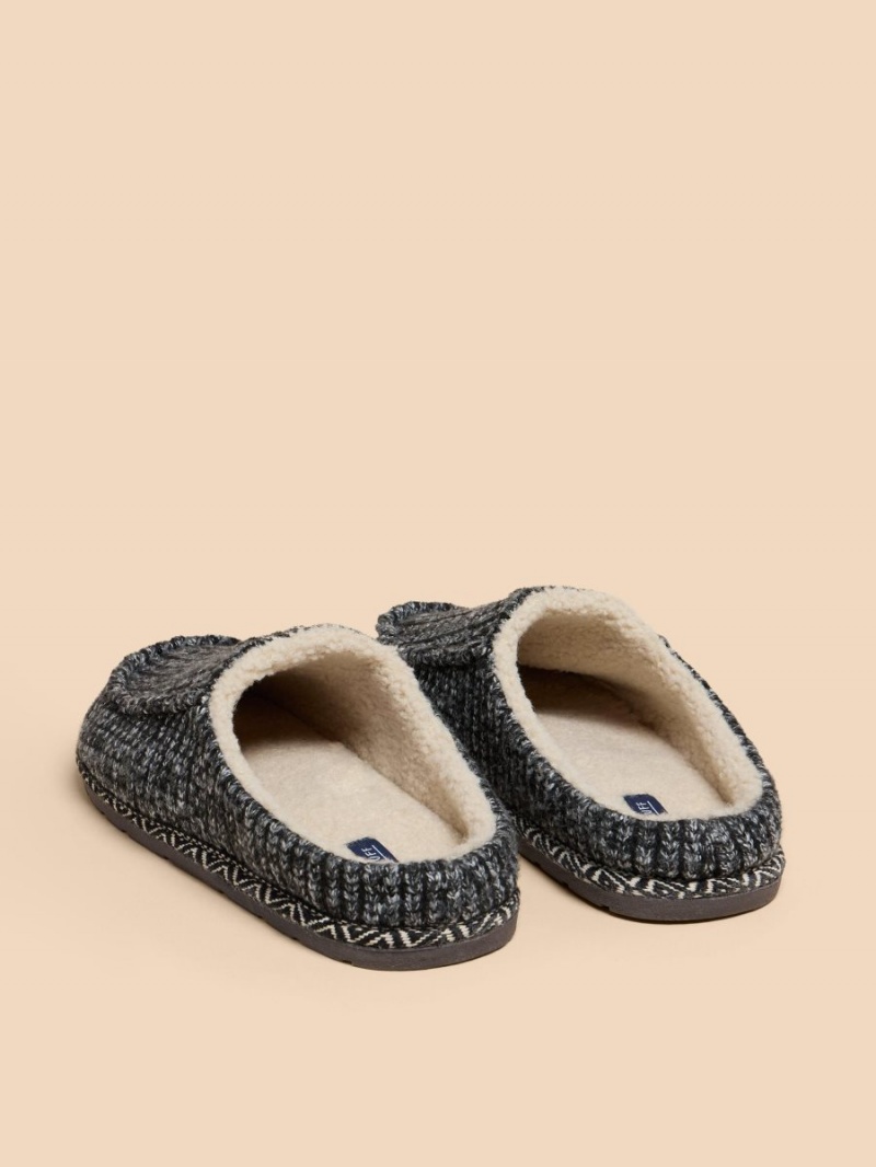 White Stuff Knitted Slip On Mule Slipper Charcoal Grey | 58910-MFAH