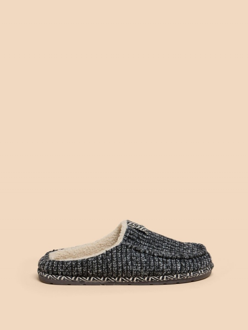 White Stuff Knitted Slip On Mule Slipper Charcoal Grey | 58910-MFAH