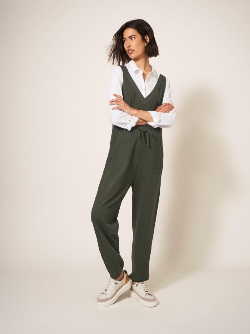 White Stuff Lainey Jersey Jumpsuit Khaki Green | 93108-VYZE