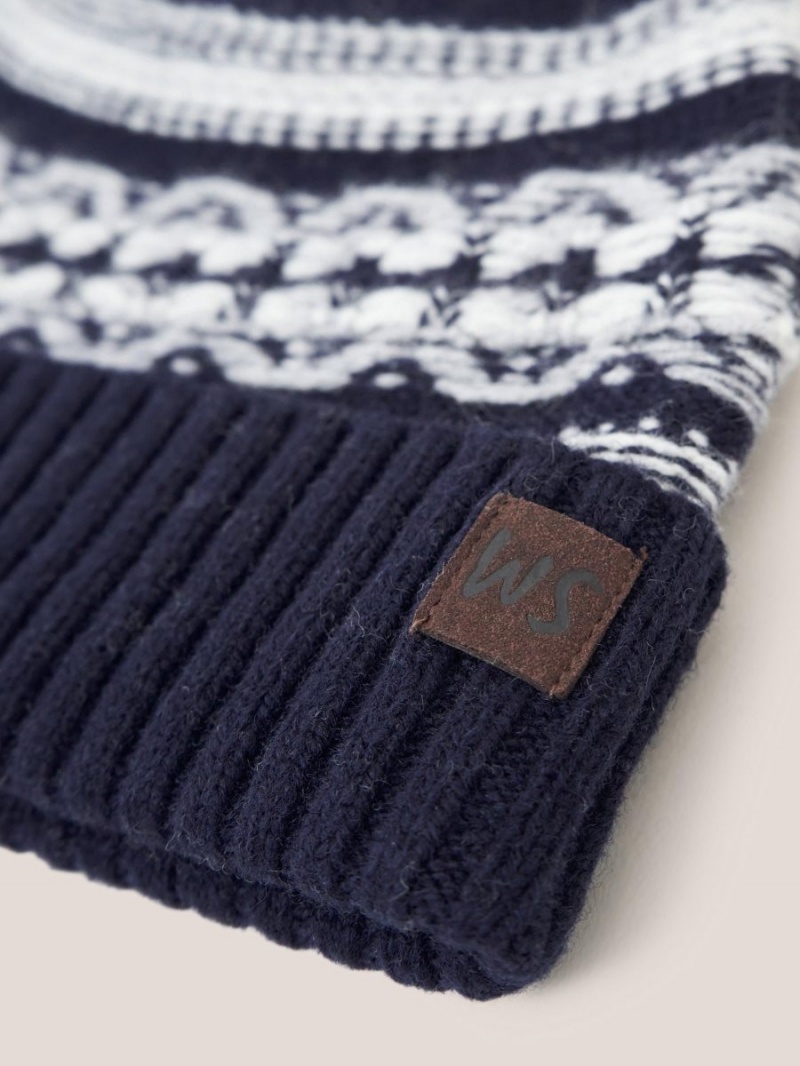 White Stuff Lambswool Fairisle Beanie Dark Navy | 41837-GXLS