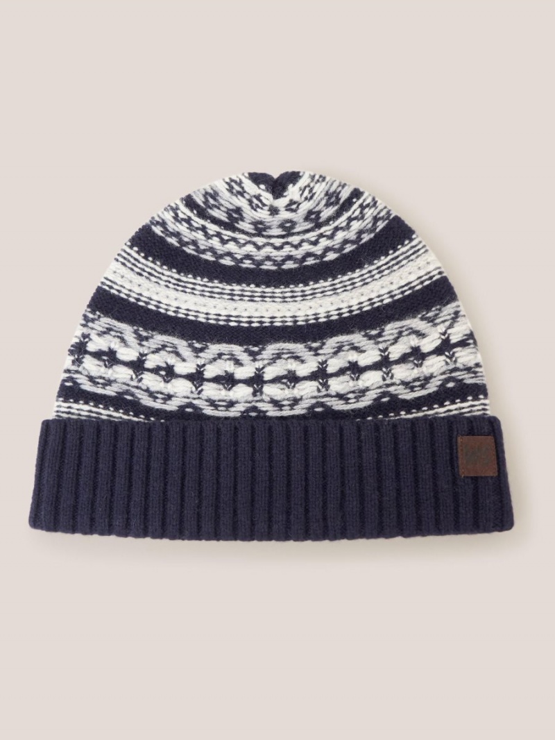 White Stuff Lambswool Fairisle Beanie Dark Navy | 41837-GXLS