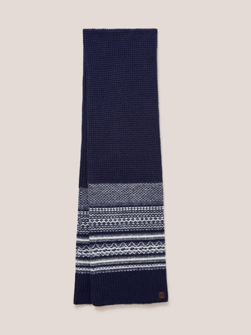 White Stuff Lambswool Fairisle Scarf Dark Navy | 51723-TBSO