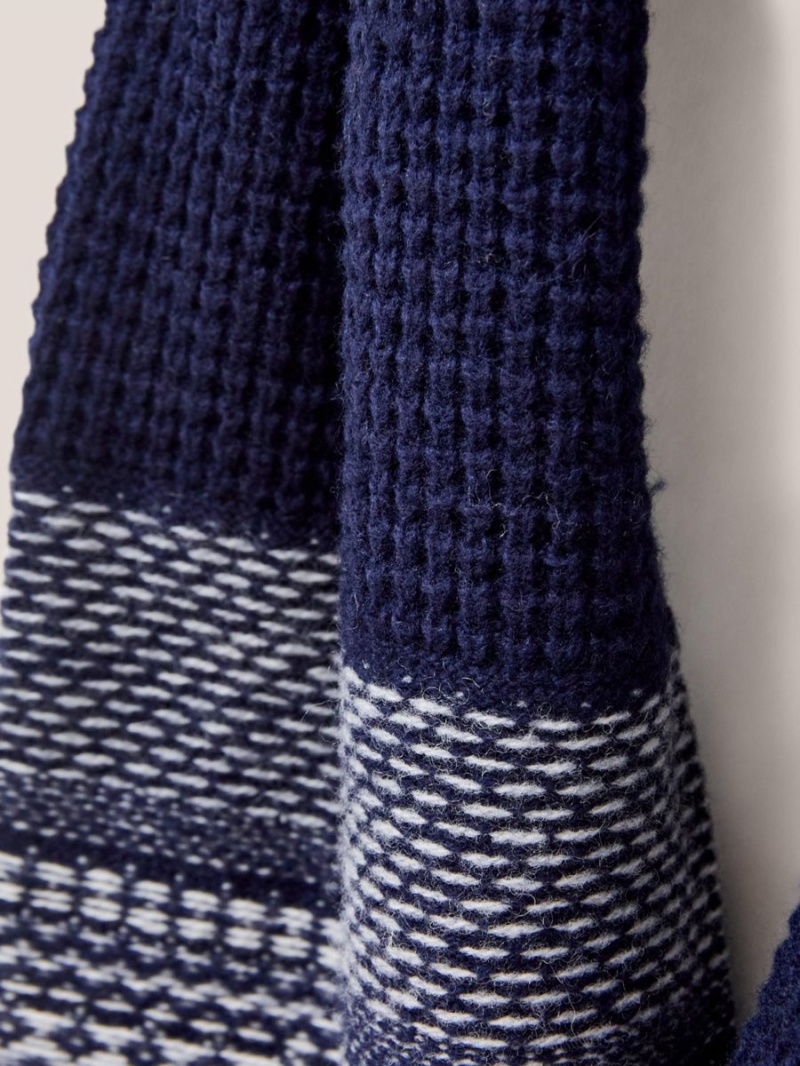 White Stuff Lambswool Fairisle Scarf Dark Navy | 51723-TBSO