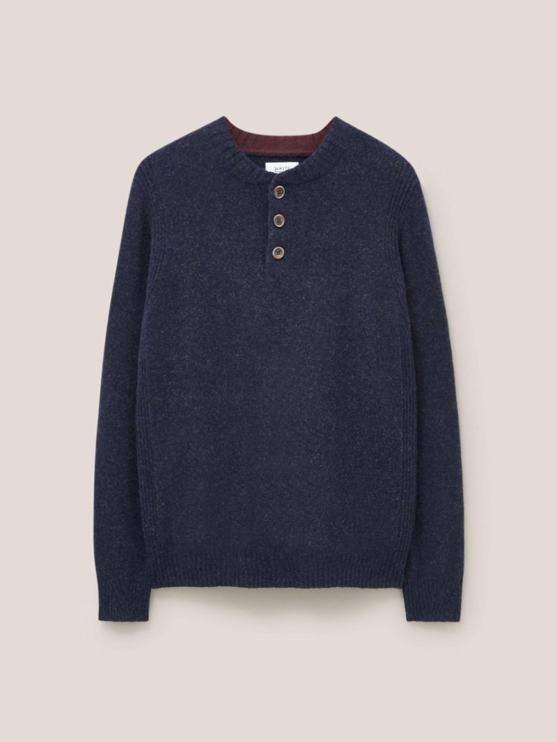 White Stuff Lambswool Henley Dark Navy | 05879-UFKH