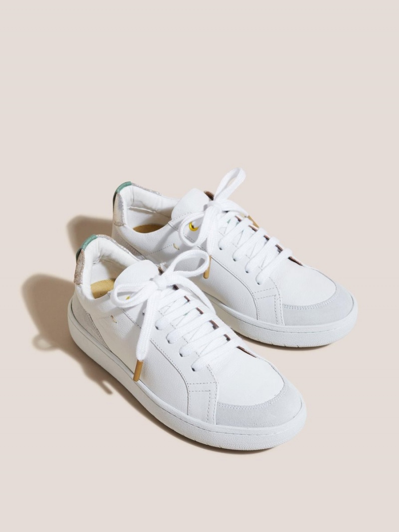 White Stuff Leather Suede Trainer White Multi | 76834-HAYK