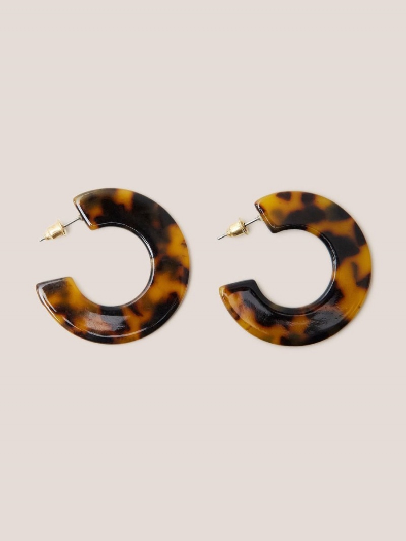 White Stuff Lili Resin Hoop Earring Mid Brown | 95842-YJNG