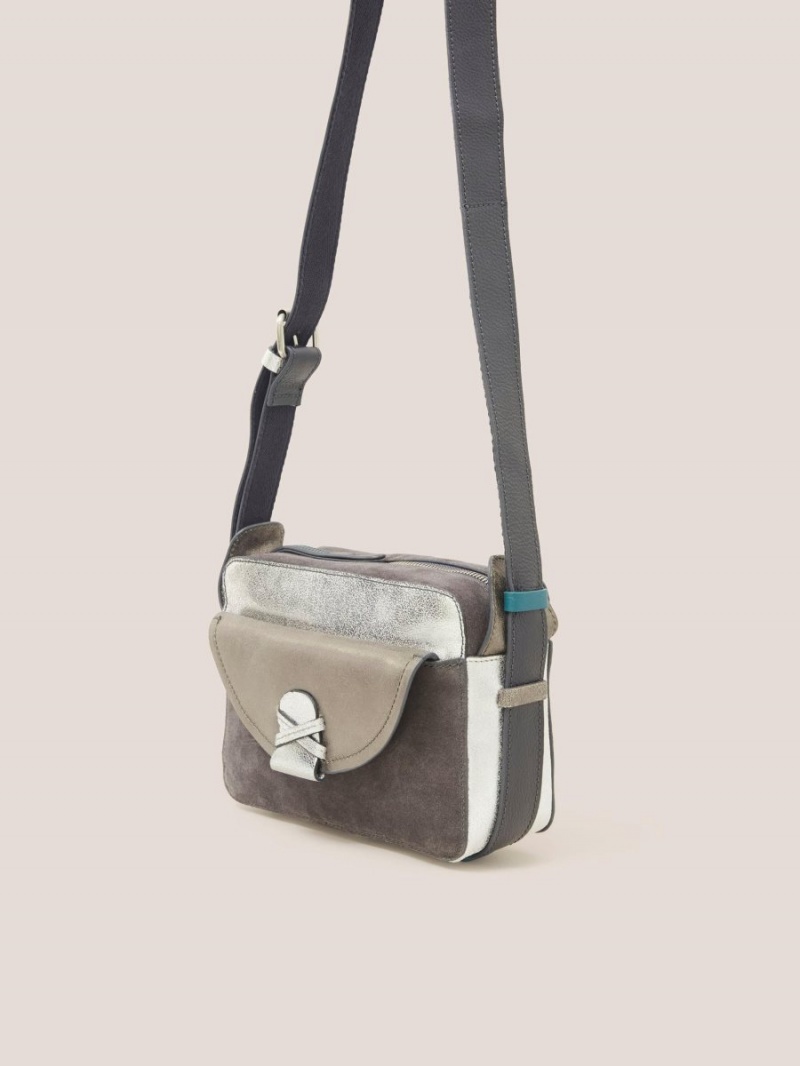 White Stuff Lola Leather Camera Bag Grey Multi | 94702-DTPN