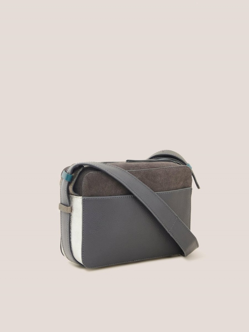 White Stuff Lola Leather Camera Bag Grey Multi | 94702-DTPN