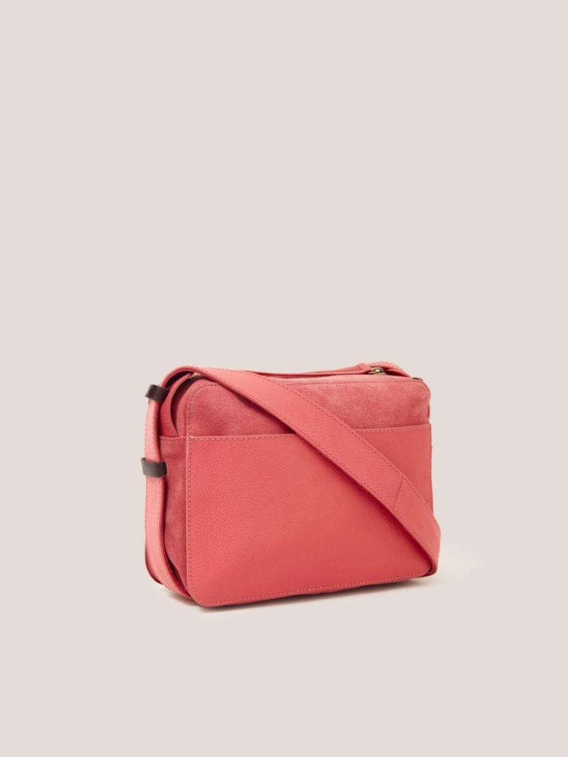 White Stuff Lola Leather Camera Bag Mid Pink | 49518-WZHP