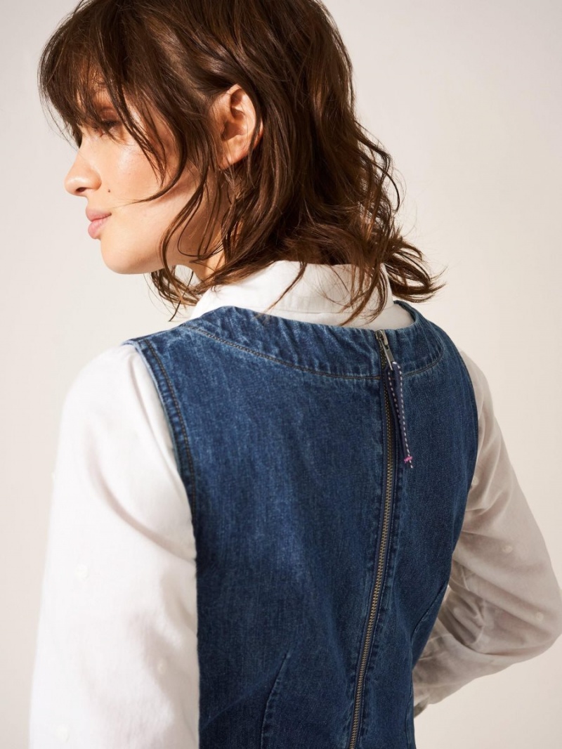 White Stuff Lothbury Organic Denim Pinny Mid Denim | 85012-TZKE